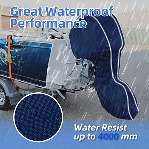 zenicham 600D Fade and Crack Resistant Trailerable Full Outboard Motor Cover,Waterproof and UV-Proof Boat Motor Cover,Boat Engine Cover with Reflective Strips and Adjustable Strap Navy(Fits 8-15 HP) by zenicham - Image 6