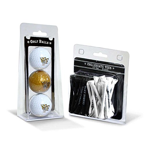 Team Golf NCAA Wake Forest Demon Deacons 3 Golf Balls And 50 Golf Tees Logo Imprinted Golf Balls (3 Count) & 2-3/4" Regulation Golf Tees (50 Count), Multi Colored