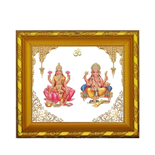 Cadre religieux Laxmi Ganesha or 24 carats cadeau Diwali