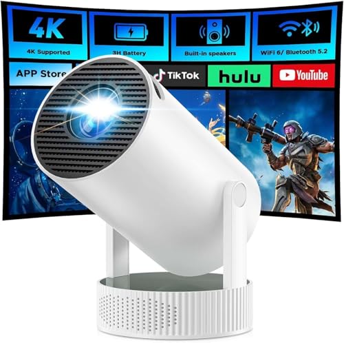 Image of Mini Projector, Projector with Wifi and Bluetooth Built-in Battery 4K Portable Projector for Outdoor Bedroom, Smart Projectors 1080P Compatible with iphone/TV Stick/HDMI/Laptop