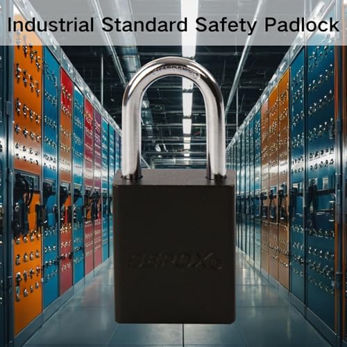 Image of SEPOX 24-Pack Black Aluminum Padlocks, 1-1 /2 inch Long Shackle | Lightweight spark-proof alum, Keyed Different, 3 keys each. Long shackle fits thick gates. For asset control, fence /storage.