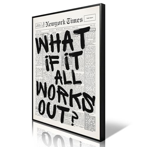Original Slow Dance Frame What If It All Works Out Canvas Wall Art, Black and White Newspaper Aesthetic Poster, Positive...