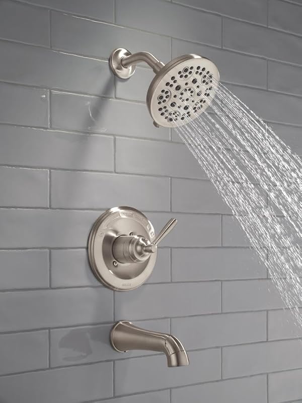 Delta Roe 14 Series 5-Setting Bathtub and Shower Faucet Set, Brushed Nickel Shower Head and Handle Set, Valve Trim Kit, Stainless T144985-SS (Valve Not Included) by DELTA - Used condition - Image 2