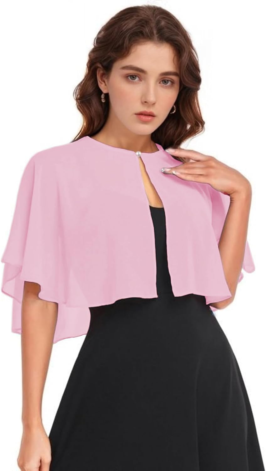 Soft Chiffon Shawl Wraps Shrug for Evening Dress Wedding Vintage Style Cape for Women