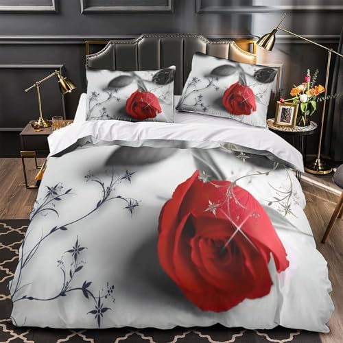 Parure de lit coquelicots rouges housse de couette king 220x240cm