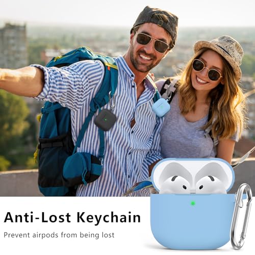 Image of Ljusmicker for AirPods 4 Case 2024 with Cleaner Kit,Sky Blue | Soft Silicone Protective Cover for Apple AirPods 4th Generation Case with Keychain for Women Men,Shockproof