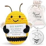 LOViLEE Positive Kartoffel Biene Babsi - Glücksksbringer inkl. Geschenkbeutel & Schlüsselanhänger, Positive Potato, Glücksbringer Prüfung, Mutmacher Geschenk, Du schaffst das Geschenk, Pocket Hug
