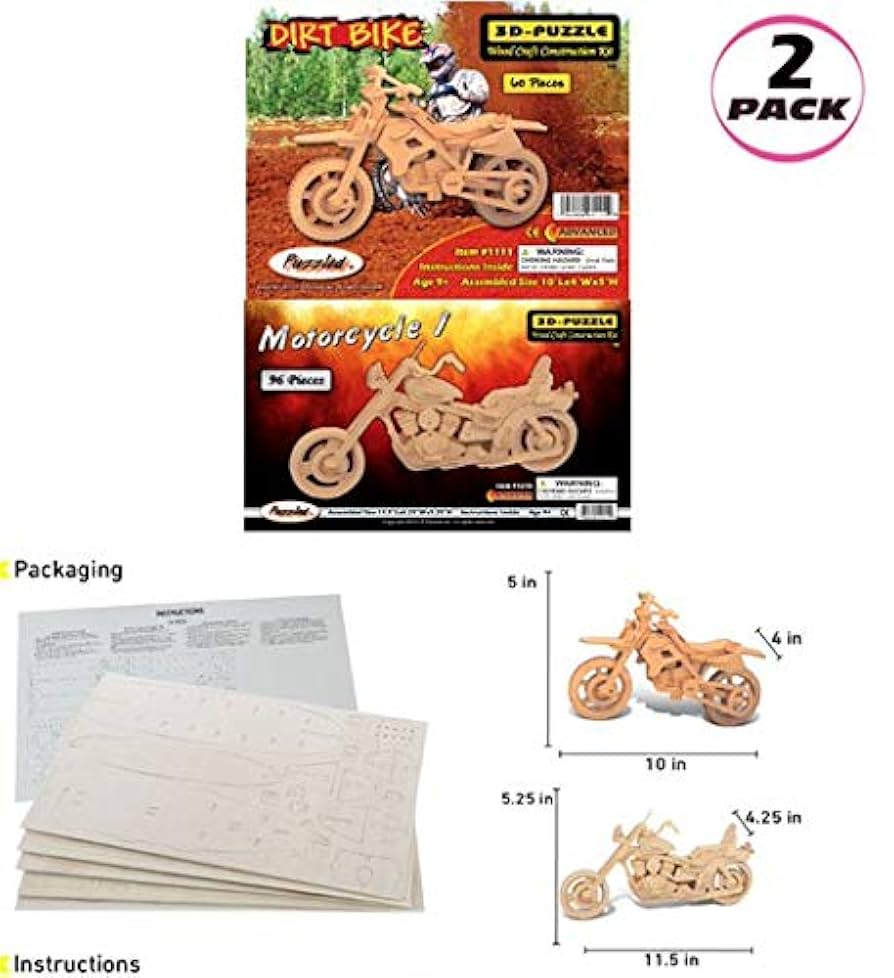 3Dパズル Amazon.com: Puzzled Dirt Bike and Motorcycle Wooden 3D