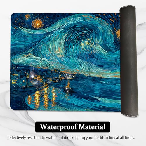 Image of Nuxovilar Professional Large Mouse Pad & Computer Game Mouse Mat (35.4x15.7IN, Blue - Green Flowing Abstract Art) (90 * 40cm Blue - Green Flowing Art)