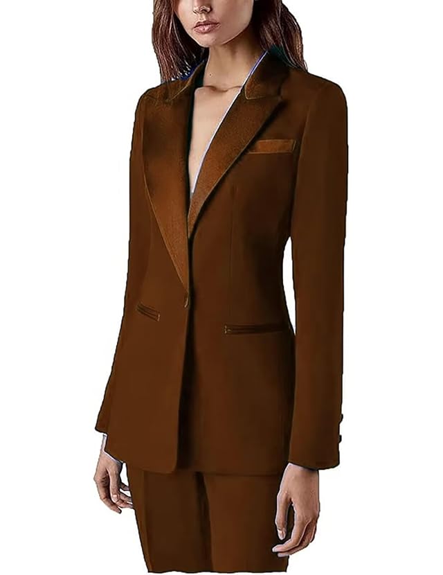 Womens Suit 2 Piece Pant Suits for Women Dressy Long Sleeve Elegant Blazer for Work