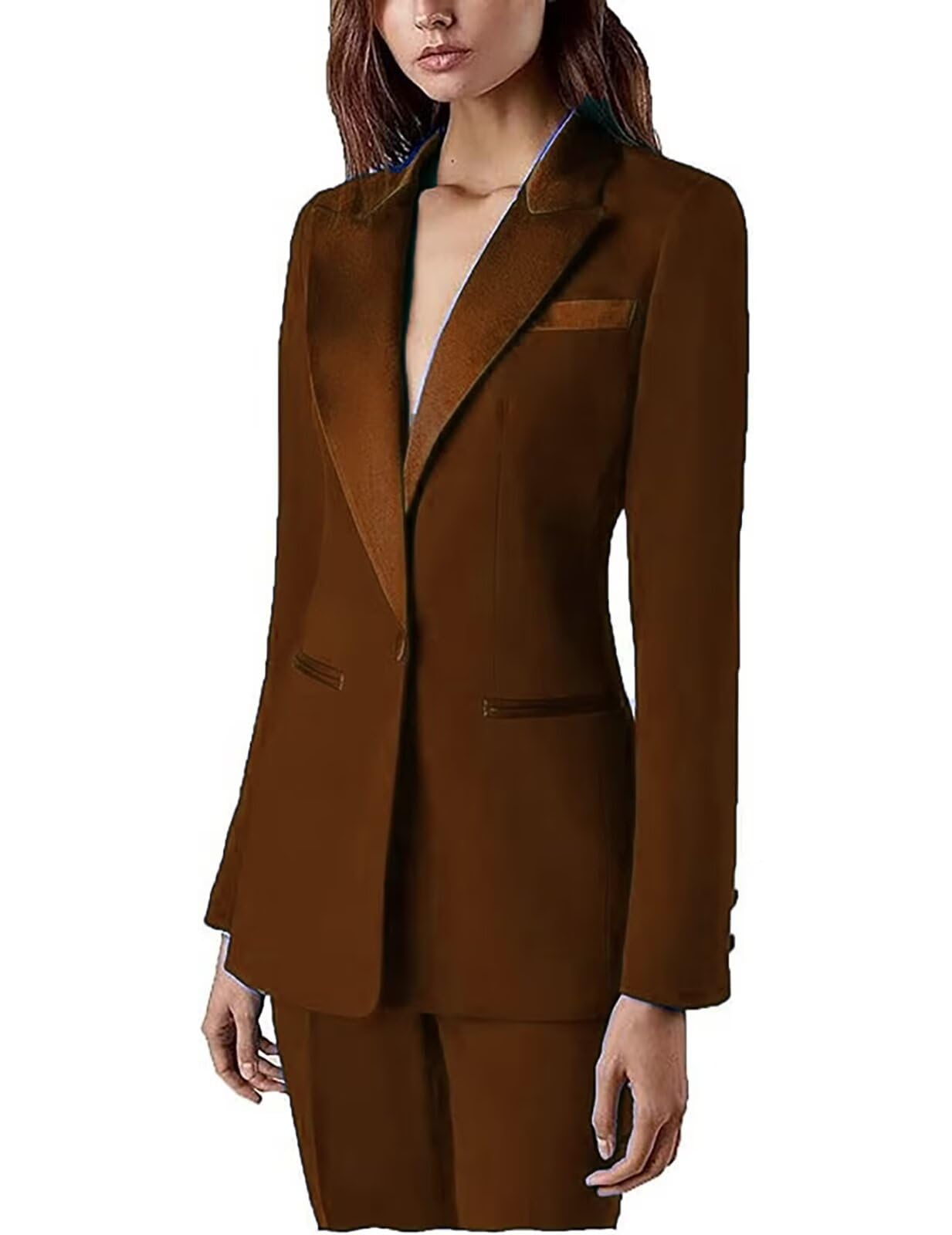 Womens Suit 2 Piece Pant Suits for Women Dressy Long Sleeve Elegant Blazer for Work