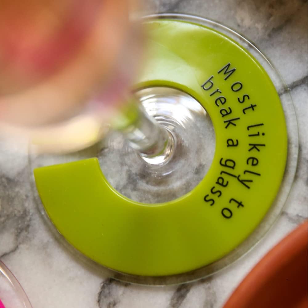 Capabunga GW40 GlassWhere Reusable Silicone Stemless Glass Identifiers with Slogans, Claim your Glass with Style and Humor, Assorted Bright Colors Collection