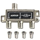 ANTOP 3 Way Antenna Coaxial Splitter, TV Signal Splitter 2GHz- 5-2050MHz - Low-Loss RF Splitter for TV and Satellite AT-706