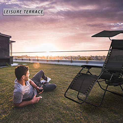 Bestmassage Zero Gravity Chair Patio Chairs Lounge Chair 2 Pack Recliner W/Folding Canopy Shade And Cup Holder For Outdoor Funiture (Black) #TOP3