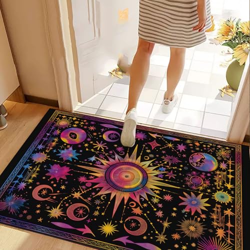 Tapis d'entrée 50x80cm noir tie-dye lavable et antidérapant - 5