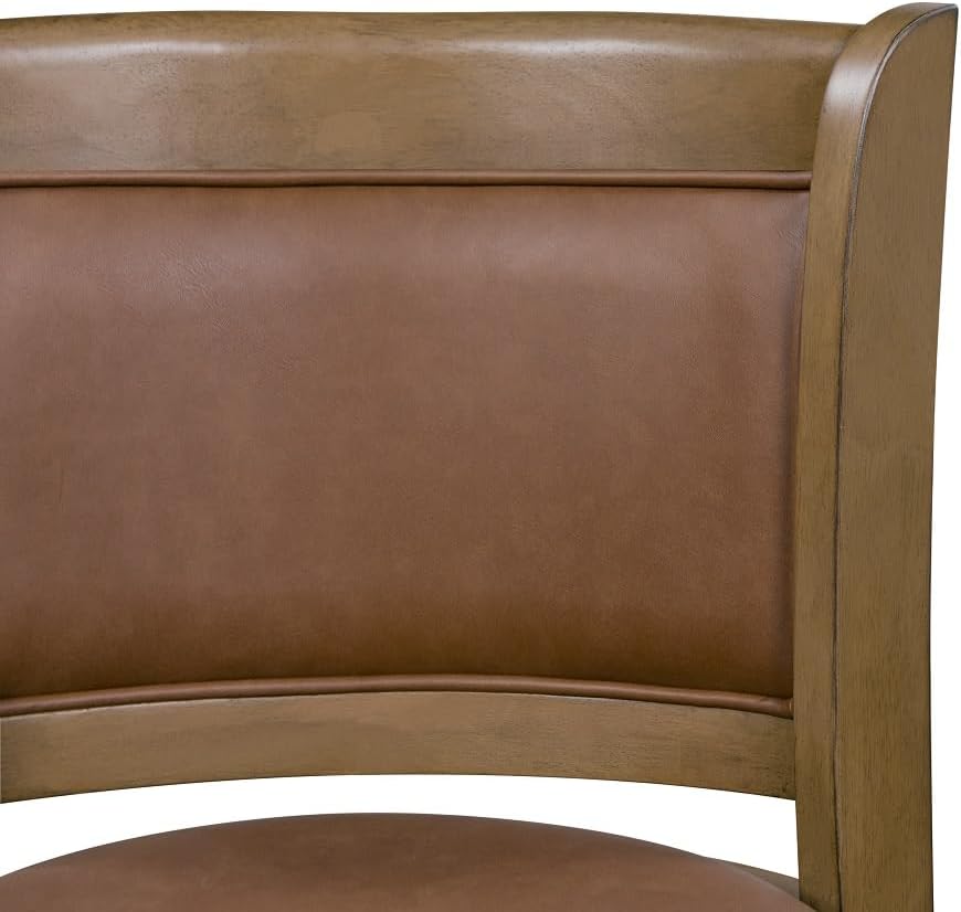 Caramel Faux Leather and Wood Swivel Counter Stool