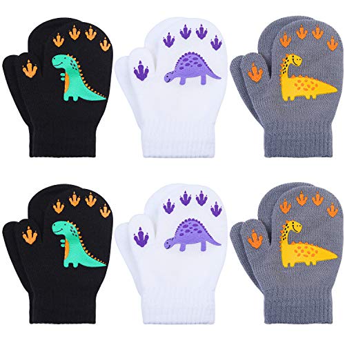 Cooraby 6 Pairs Toddler Magic Stretch Mittens Winter Unisex Baby Knitted Gloves Mittens