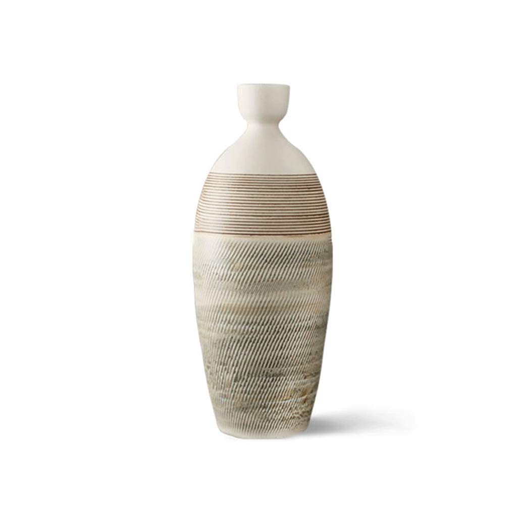 Bzgpmfud Brown-32Cm*14Cm*5Cm Vase Desktop Ceramic Living Room Flower Arrangement Literary Decoration Ornament Pottery Art Zen Inserted Dry(Brown-32Cm*14Cm*5Cm)