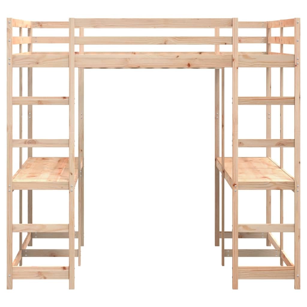 vidaXL Letto Soppalco con Scrivania e Scala 160x200 cm Massello Pino, Letto a soppalco con scrivania, Letto a Mezza traversa per Bambini, Struttura Letto a soppalco