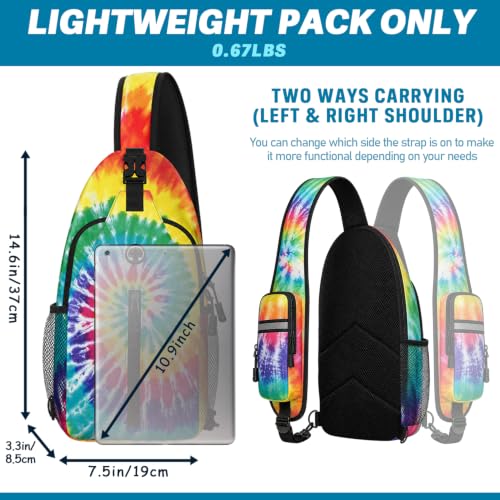 Image of Rainbow Sling Bag For Women Men Small Crossbody Bags Mini Water Resistant Casual Chest Bag Backpack Shoulder Daypack For Travel Hiking