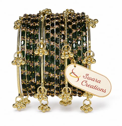 Image of Swara Creations Kashmiri Ghungroo Raindrop Bangles Combo Set | for Women and Girls|Set of 16 Pcs (SKU417)