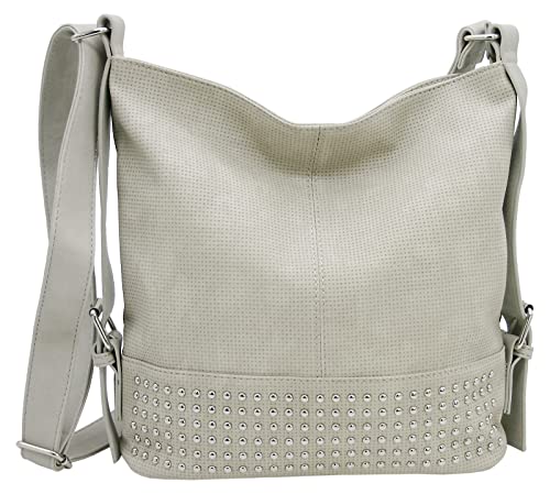 JENNIFER JONES - sac femme à la mode - sac à bandoulière - avec fermeture éclair - orné de rivets (gris) Cover