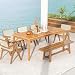 COSTWAY Gartentisch Akazienholz, 200x90cm, großer Terrassentisch für 8 Personen, rechteckiger Balkontisch mit Schirmloch, Holztisch, Outdoor-Esstisch für Balkon, Garten, Terrasse