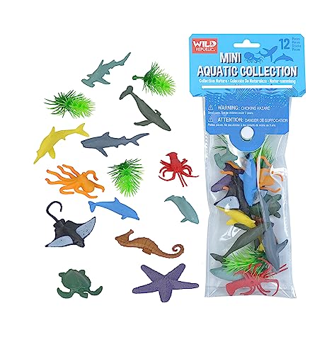 Figurines aquatiques Wild Republic lot de 12 espèces miniatures pour le jeu des enfants