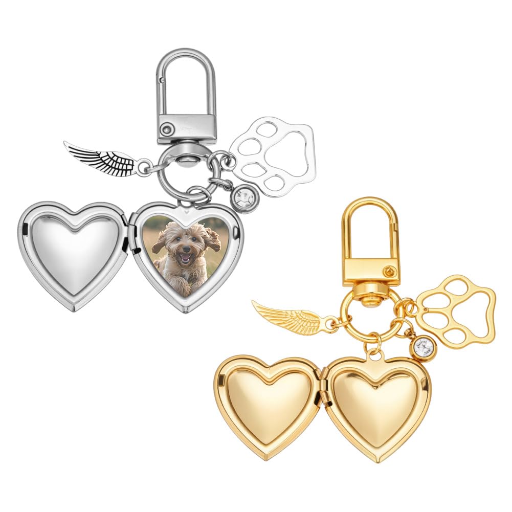 NBEADS 2 Pcs 2 Clolors Pet Heart Keychain