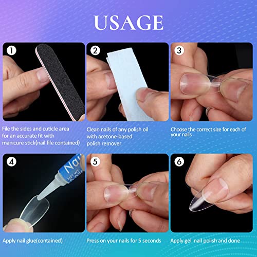 Almond Nail Tips With Nail Gel, Ejiubas Nail Gel Nail Tips Fake Nails False Nails Gel Nails #TOP5