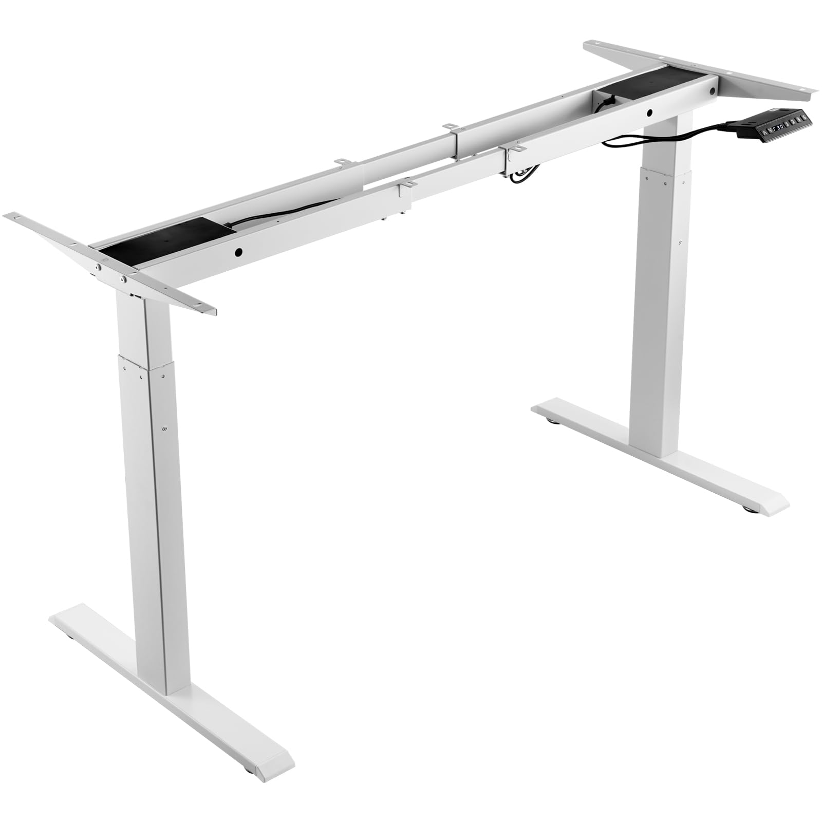 VEVOR Marco de Escritorio de Pie con Motor Dual Altura Ajustable 70-117 cm Patas Eléctricas para Escritorio Longitud de 110-178 cm Base de Estación de Trabajo para Hogar, Oficina, Solo Marco, Blanco
