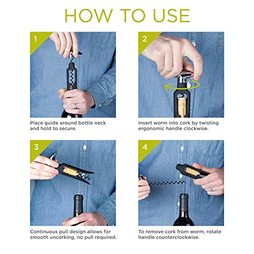 image for True Twister Self Pulling Compact Corkscrew Wine Bottle Opener - Ergon