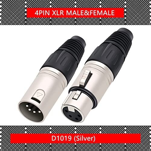 Conector XLR de 4 pines macho hembra plata para terminales de cable de audio 7
