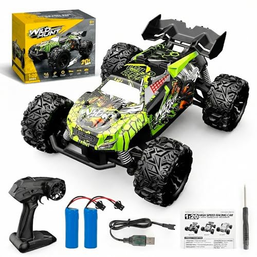 Mireonix Ferngesteuertes Auto 1:20 – RC Auto Monstertruck mit 2,4 GHz Fernbedienung, bis 20 km/h, Offroad Geländewagen für Kinder ab 8 Jahre, RC Car Spielzeug für Jungen & Mädchen