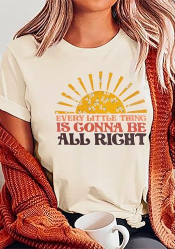 Every Little Thing is Gonna Be Alright Shirt Women Country Music Tshirt Hippie Gift Shirt Vintage Graphic Tees Top3