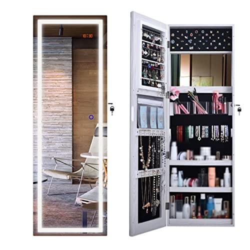 XJDZ LED-Ganzkörperspiegel, Schrank intelligenter Schmuckschrank Wandmontage Make-up Aufbewahrung abschließbar, 120 * 40 * 12 cm Cover