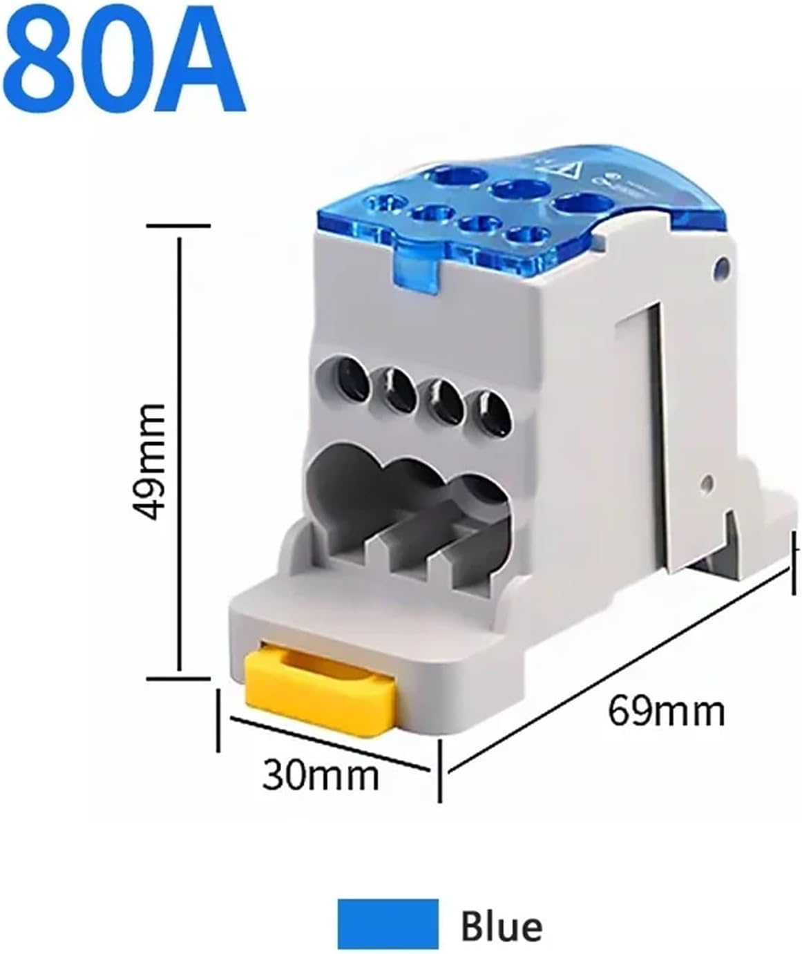 Connection Terminal 80A/125A/160A/250A/400A Distribution Box, one in Multiple Out Power line Electrical Connector Joint(UKK-80A-Blue,1 PCS)