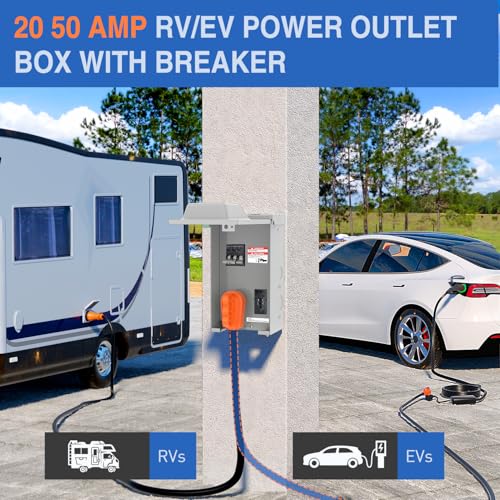 Image of Nilight 20 50 Amp RV Power Outlet Box with Breaker NEMA 14-50R GFCI Camper