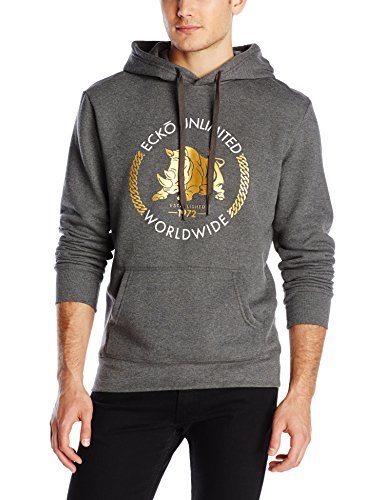 Ecko Unltd. Men's Worldwide Foil Hoodie, Char Heather/Grey, Large