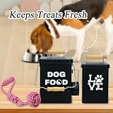 Set Von 2 Metall-Hundefutterbehältern-24,5x14,5cm&21,8x12cm, Schwarz Großer Niedliches Leckerli-Glas Mit Deckel, Inklusive Löffel und Hundespielzeug, Futterbehälter Haustiere Für Küchenarbeitsplatte