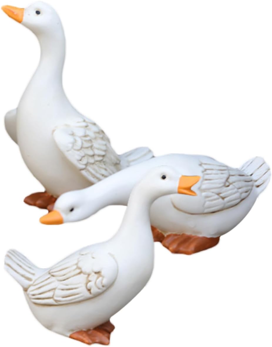 PAREKS 9 pcs Micro Landscape Decoration Resin Crafts Desk top Decor Desktop Bookshelf Fairy Gardens Accessories Duck Cake Topper Potted Plants Decoration White Lovely Duck Ornament mini/1270