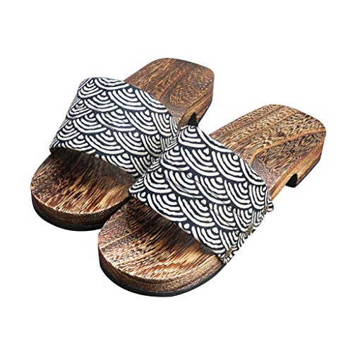 YXCKG Slippers for Women Open Toe, Japanese Traditional Sandals Wooden Shoes, Flip Flop Slippers Men Sandals, Slippers Slide Sandals Mens, Indoor & Outdoor (Color : B, Size : Small)