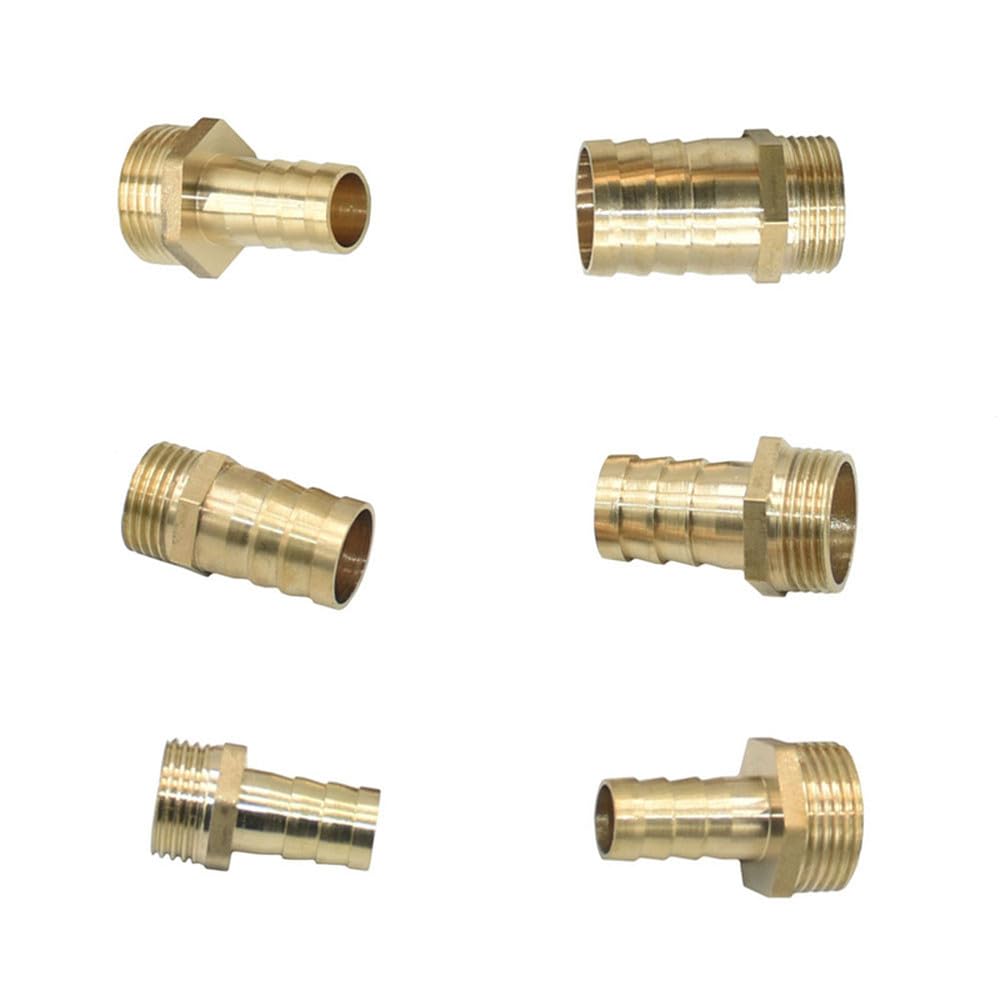 Conector de codo de latón de 1/2 3/4 pulgadas con rosca macho y hembra a púas de 14/16/19 mm, acoplamiento de manguera de cobre, adaptador de tubería,