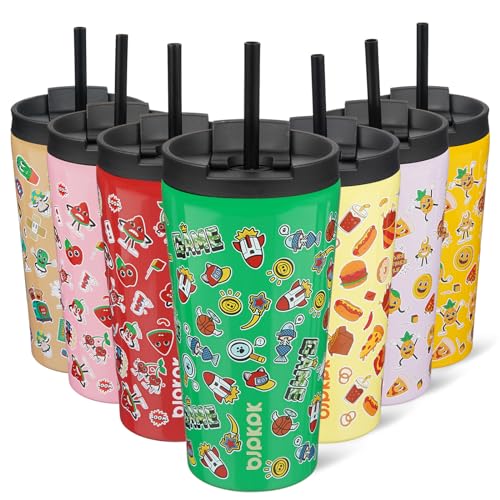 Image of BJPKPK 18 oz Coffee Tumbler with Straw, Insulated Stainless Steel Cup