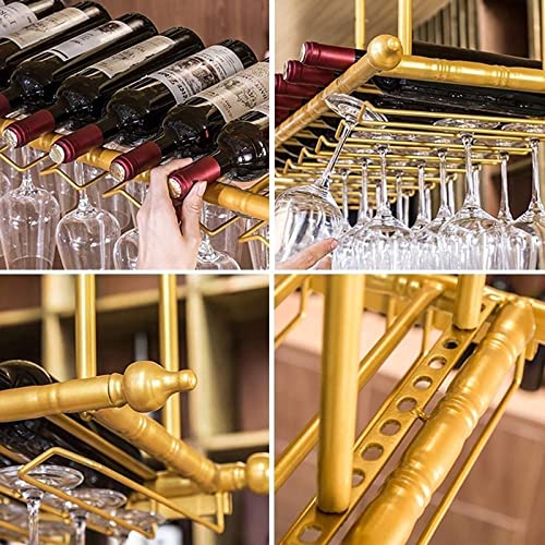 Gobelets de verres à pied de support de vin d'or pour ranger le bar - 3