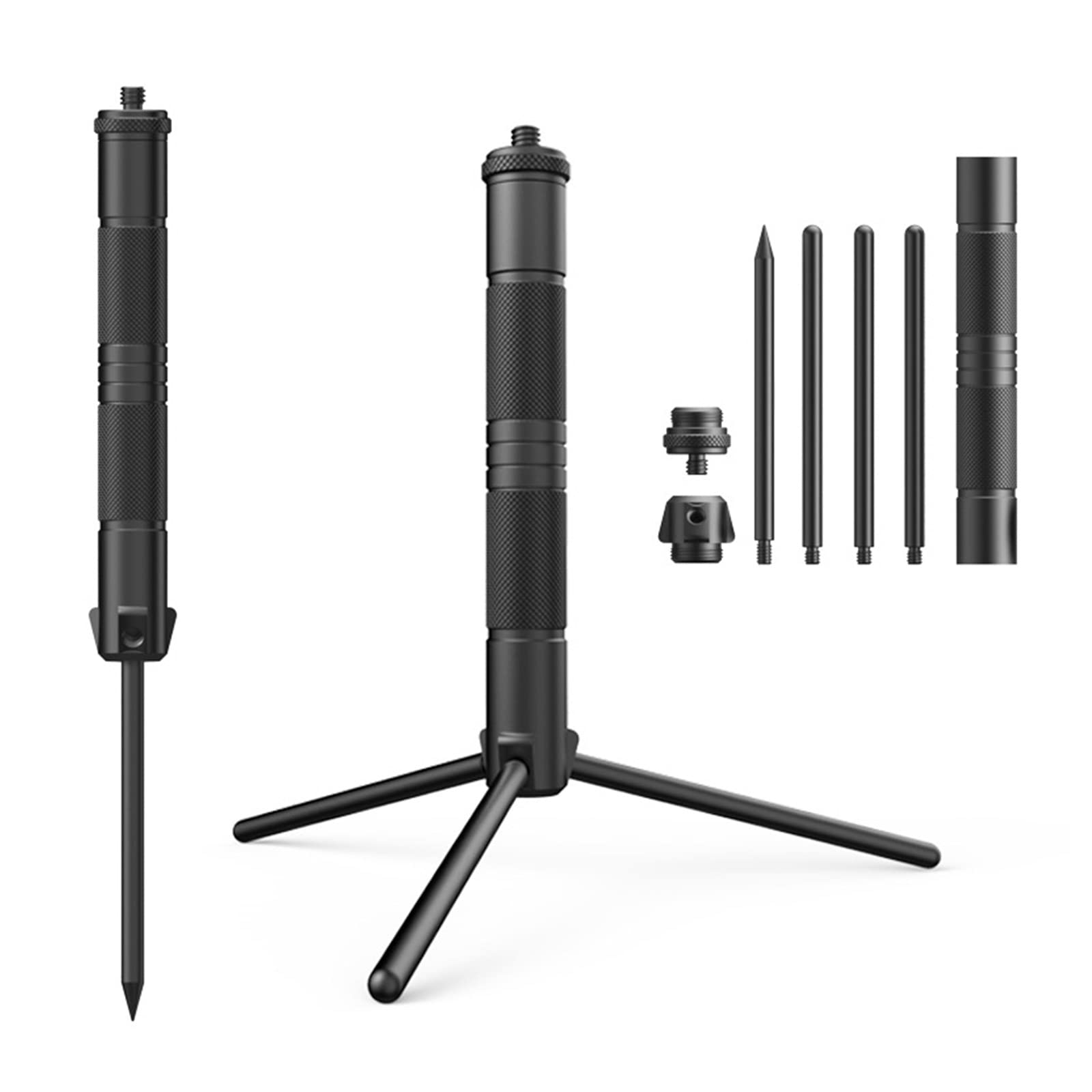 Eajorn Black Aluminum Alloy Tripod Bracket Portable Camping Stand With Stakes Adjustable Phone Camera Holder Hiking Equipment