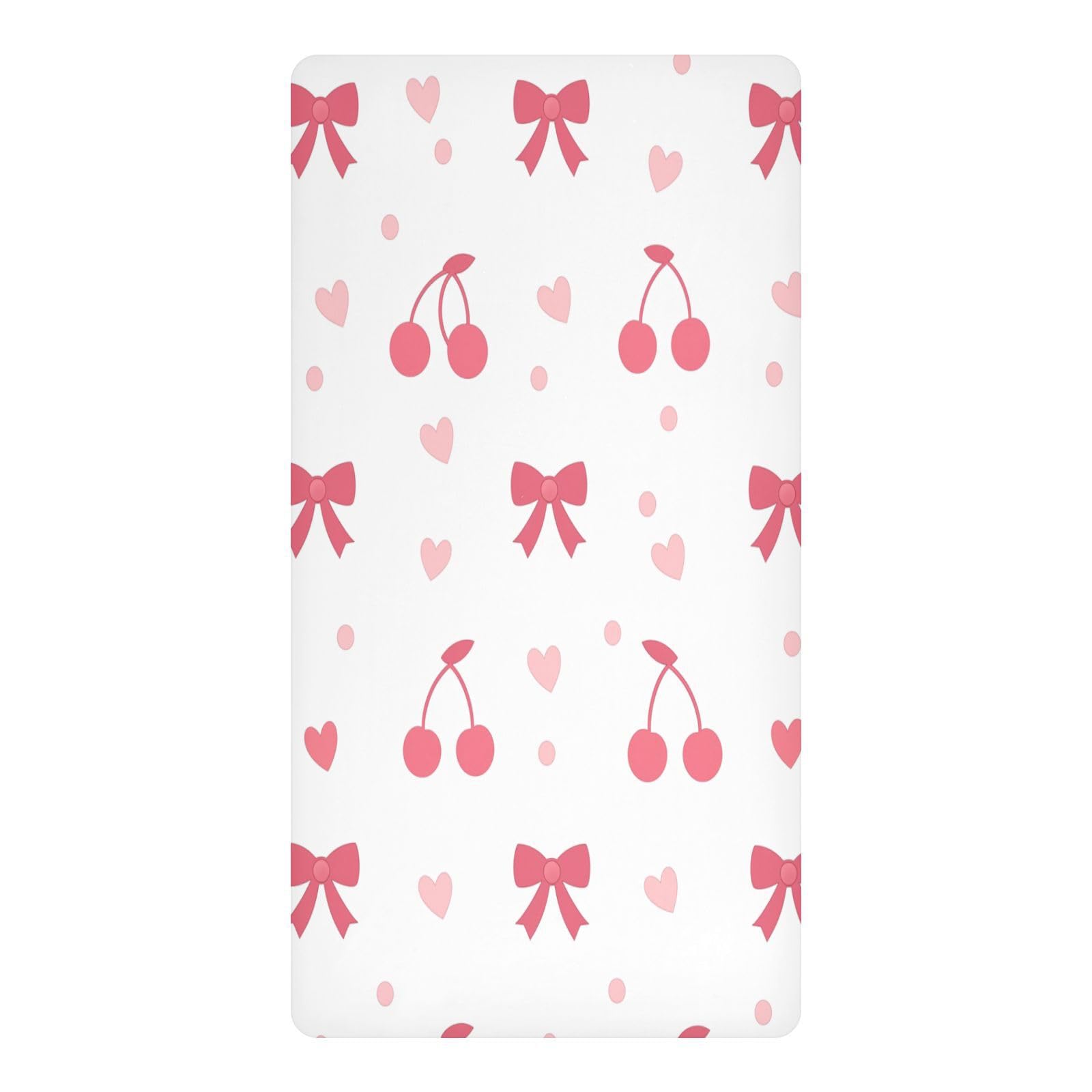 JiangGgen Cherries and Bows Baby Crib Sheet Soft Breathable for Standard Crib-M