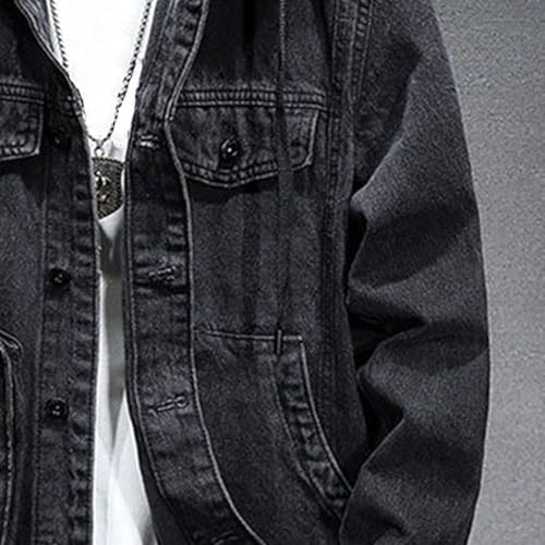 Chaqueta de mezclilla para hombre con capucha desmontable miniatura 4