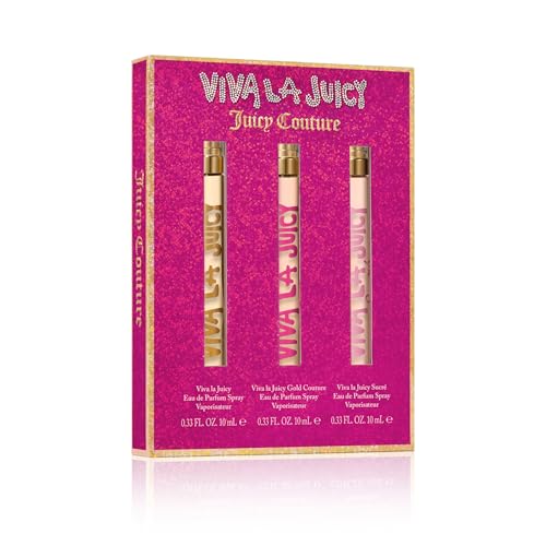 Juicy Couture Viva La Juicy Eau de Parfum 3 Piece Fragrance Gift Se, Includes Three Spray Pen Women's Perfumes - Floral & Sweet, Travel Size, 0.33 fl oz
