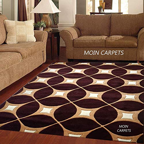 Moin Carpets Geometric Modern Rug (Brown, Acrylic, 4 X 6 Feet)